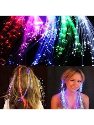 Kuzey 2 Adet LED Işıklı Saç LED Light Up Hair Fiber Optic Işıklı Toka Pilli LED Işıklı Saç Fiber Optik Saç LED Light Hair LED