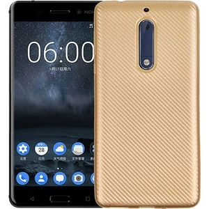 Fitcase Nokia 5 Carbon Desen Arka Kapak Gold