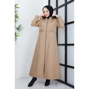 KMK Kombin Kmkkombin Kadın Şapkası Kürklü Kemerli Yoğun Elyaf Şişme Günlük Mont