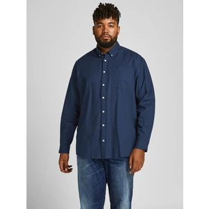 Jack & Jones Büyük Beden Lacivert Erkek Gömlek 12190444