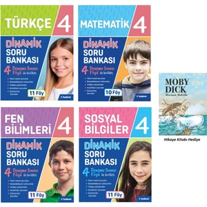 Tudem Yayınları 4. Sınıf Türkçe+Matematik+Fen+Sosyal Dinamik Soru Bankası Seti+Moby Dıck Hikaye Kitabı Hediye