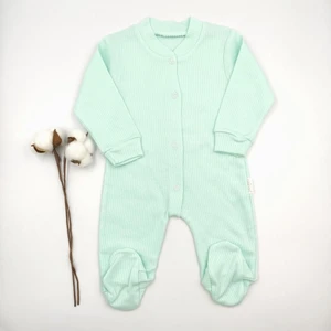 Bebek Star Fitilli Patikli Su Yeşili %100 Cotton Bebek Tulumu