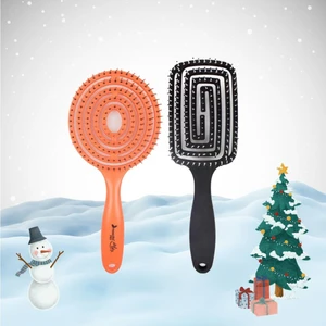 Yılbaşı Paketi Üç Boyutlu Saç Fırçası Turuncu ve Siyah