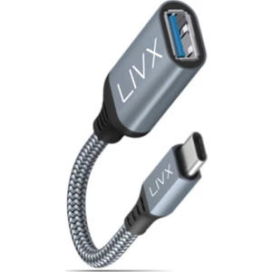 LivX USB 3.0 To Type-C Çevirici Dönüştürücü 60W Hızlı Şarj Desteği 15 cm Kablolu Otg Adaptör Gri Ottca-01