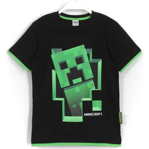 3D Creeper Baskılı Çocuk T Shirt 5 - 13 Yaş Siyah