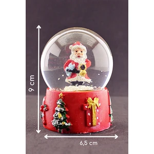 Hediye Filesi Yeni Yıl 2023  Noel Baba Tasarımlı 9 cm Orta Boy Işıklı Kar Küresi 2b