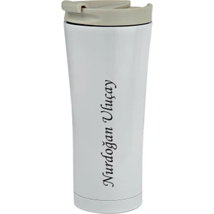 NRD Life Kişiye Özel Isim Baskılı Çelik Termos Mug Bardak Beyaz ( 500 ml )