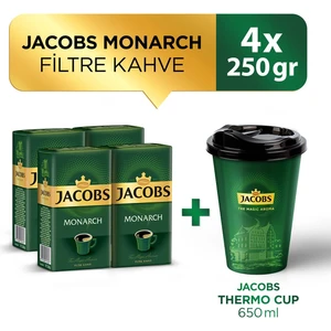 Monarch Filtre Kahve 250 gr x 4 Adet + Jacobs Thermo Cup 650 ml