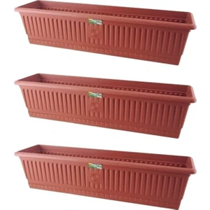 Bahçe Balkon Saksı (13 Lt) 70 Cm, 3 Adet Uzun Balkon Saksı, Hak Saksı