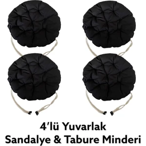 Yuvarlak Tabure Minderi - Puf Minder 4 Adet - 40 cm Çapında