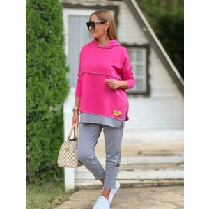 Kadın Kapüşonlu Etek Ucu Detay Iki Iplik Kumaş Ikili Takım (Renk Seçenekli)