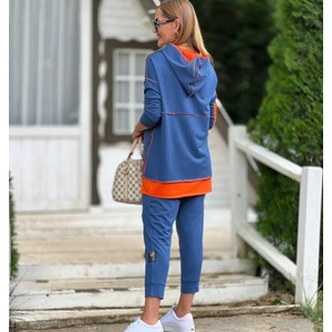 Kadın Kapüşonlu Etek Ucu Detay Iki Iplik Kumaş Ikili Takım (Renk Seçenekli)