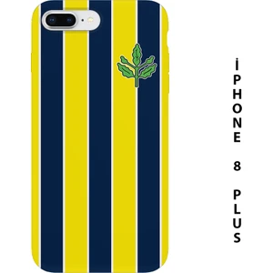 Asya Case Sarı Lacivert Çubuklu Baskılı Iphone 8 Plus Silikon Telefon Kılıfı Fenerbahçe