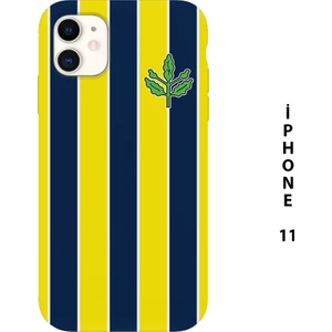 Asya Case Sarı Lacivert Çubuklu Baskılı Iphone 11 Silikon Telefon Kılıfı Fenerbahçe