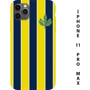 Asya Case Sarı Lacivert Çubuklu Baskılı Iphone 11 Pro Max Silikon Telefon Kılıfı Fenerbahçe