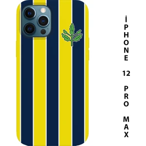 Asya Case Sarı Lacivert Çubuklu Baskılı Iphone 12 Pro Max Silikon Telefon Kılıfı Fenerbahçe