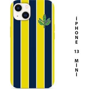 Asya Case Sarı Lacivert Çubuklu Baskılı Iphone 13 Mini Silikon Telefon Kılıfı Fenerbahçe