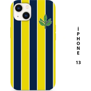 Asya Case Sarı Lacivert Çubuklu Baskılı Iphone 13 Silikon Telefon Kılıfı Fenerbahçe
