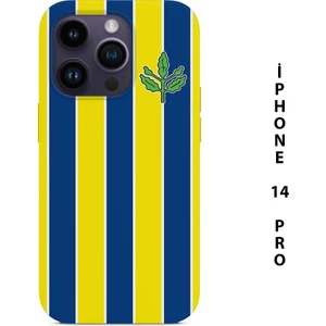 Asya Case Sarı Lacivert Çubuklu Baskılı Iphone 14 Pro Silikon Telefon Kılıfı Fenerbahçe