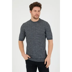 Cool Tarz Füme Erkek Yuvarlak Yaka Örme T-SHIRT-TRZ2252001R03S