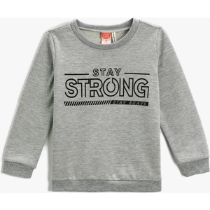 Baskılı Sweatshirt Uzun Kollu Bisiklet Yaka
