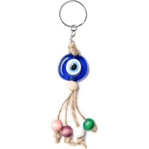 Hd Marketim Anahtarlık Kötü Göz Kovucu Nazar Hand Made Hasır Renkli Ahşap Boncuklu Nazarlık Çanta Araba Süsü