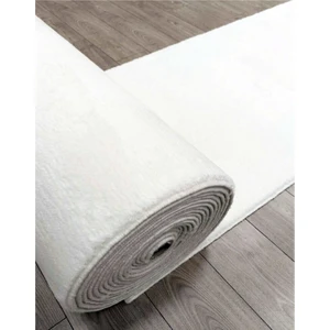 Post Peluş Beyaz Kaymaz Taban Halı - Yolluk Özel Ölçü