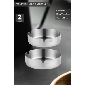 Jet’s Home 2’li Set Küllük Paslanmaz Çelik Kül Tablası Sigara Küllüğü 8 &10 cm
