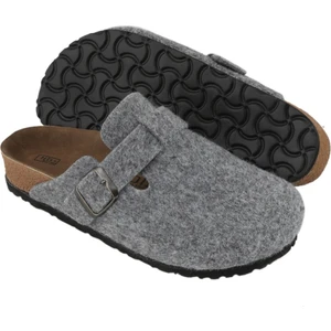 Yıldız Shoes Hogus Ithal Unisex Kışlık Önü Kapalı Keçeli Günlük Sabo Ev Terliği Misafir Ev Terliği Gri