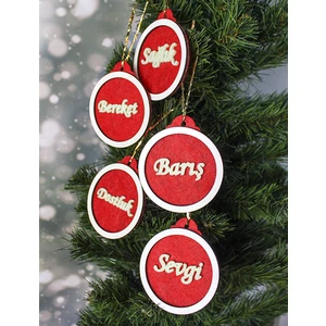 Yılbaşı Çam Ağacı Süsleri Yeni Yıl Kırmızı Ağaç Süsü 5 Adet