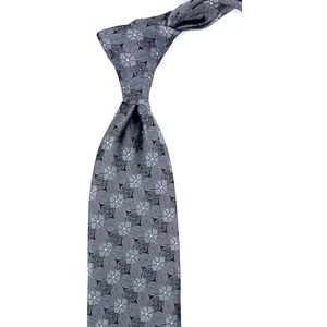Gri Motif Desen Mendilli Klasik Kravat KK11184