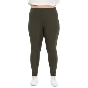 Disentis Modest Büyük Beden Beli Lastikli Bilek Hizasında Panelli Haki Bayan Tayt