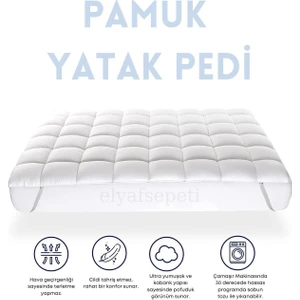 Elyaf Sepeti Dört Köşesi Lastikli Yıkanabilir Pamuk Kılıf Pamuk Dolgulu Yatak Koruyucu Yatak Pedi