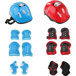 Strade Store 2 Takım Çocuk Rulo Paten Bisiklet Kask Diz Bilek Dirsek Pedi Kırmızı + Mavi (Yurt Dışından)