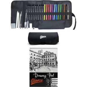 Eskiz Defteri A5 120 gr 50 Yp Faber Watercolor Kuru Boya Lyra Karakalem Rulo Bez Çantalı Eskiz Seti