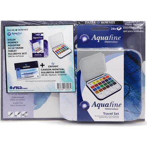 Daler Rowney Aquafine 24'lü Yarım Tablet Suluboya Seti Canson Montval Suluboya Defteri 18X25CM 300GR