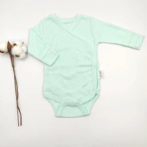 Bebek Star Fitilli Eldivenli Su Yeşili Uzun Kollu %100 Cotton Zıbın