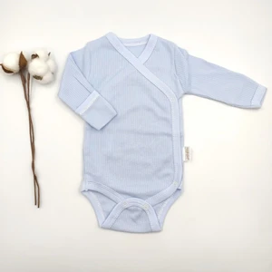Bebek Star Fitilli Eldivenli Mavi Uzun Kollu %100 Cotton Zıbın