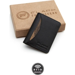 Hakiki Deri Rfıd Korumalı Flotur Siyah Unisex Cüzdan+Kartlık