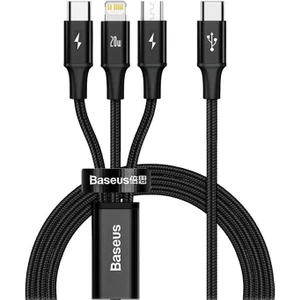 1.5 Metre 20W 3in1 Type C, Iphone Lightning ve Micro Ultra Hızlı Şarj ve Data Kablosu
