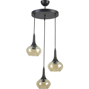 Nero Modern Tasarım Cafe Mutfak Salon Siyah Renk Bal Camlı 3 Lü Avize