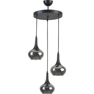 Nero Modern Tasarım Cafe Mutfak Salon Siyah Renk Füme Camlı 3 Lü Avize