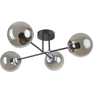 Marry Modern Tasarım Cafe Mutfak  Salon Siyah Renk Gümüş Detaylı Füme Camlı 4 Lü Avize