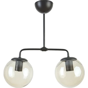 Lily Modern Tasarım Salon Mutfak Siyah Renk Bal Camlı 2 Li Avize