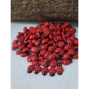 Erdoğan Hobi Uğur Böceği Boncuk Süs 9X13MM Mini Uğur Böceği Dekor Süsü Ahşap Boncuk 50 Adet Paket