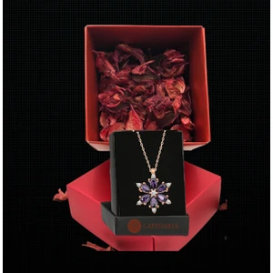 Sevgiliye Hediye Kamelya Lotus Kolye Altın Kaplama  Kutulu