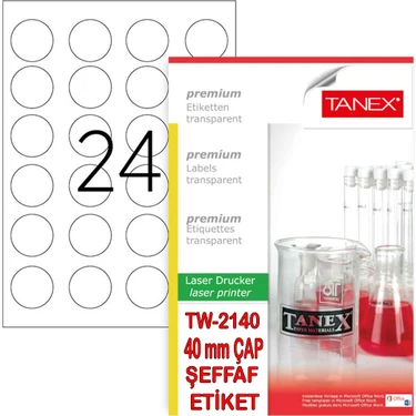 Tanex TW-2140 40 Mm.yuvarlak Şeffaf Laser Etiket 25 SYF./600 Fiyatı