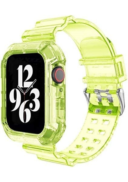 Apple Watch 9 8 7 6 5 4 Se Uyumlu 38-40-41 MM Ebatlar İçin Transparan Tank Kordon Kasa