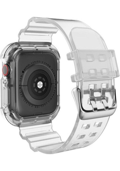 Apple Watch 9 8 7 6 5 4 Se Uyumlu 38-40-41 MM Ebatlar İçin Transparan Tank Kordon Kasa
