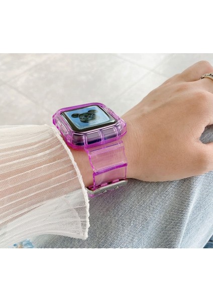 Apple Watch 9 8 7 6 5 4 Se Uyumlu 42-44-45 MM Ebatlar İçin Transparan Tank Kordon Kasa modelleri